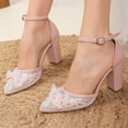 thumbnail image 4 of Zapatos de boda con encaje floral 3D color rubor Ivy rosa 7, 4 of 5