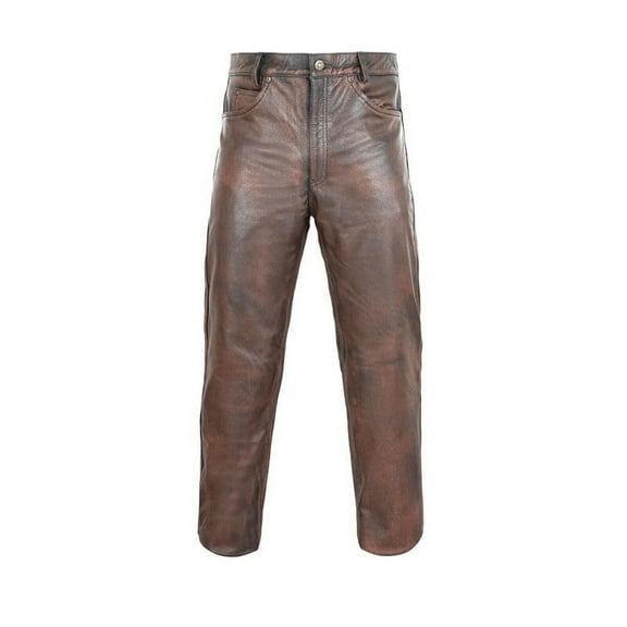 Beautifully Designed Brown Color 100% Lambskin Leather Motorcycle Atheletic Pant For Men Size -28