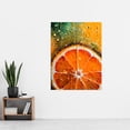 thumbnail image 2 of Vibrant Macro Close up Orange Slice Oil Painting Extra Large XL Wall Art Poster Print, 2 of 3