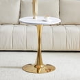 thumbnail image 3 of StnTalk 23.6" Bistro Table for Small Space, Round Dining Table with MDF Wood Top and Metal Pedestal Base, Modern Kitchen Table for Apartment Breakfast Nook, 3 of 8