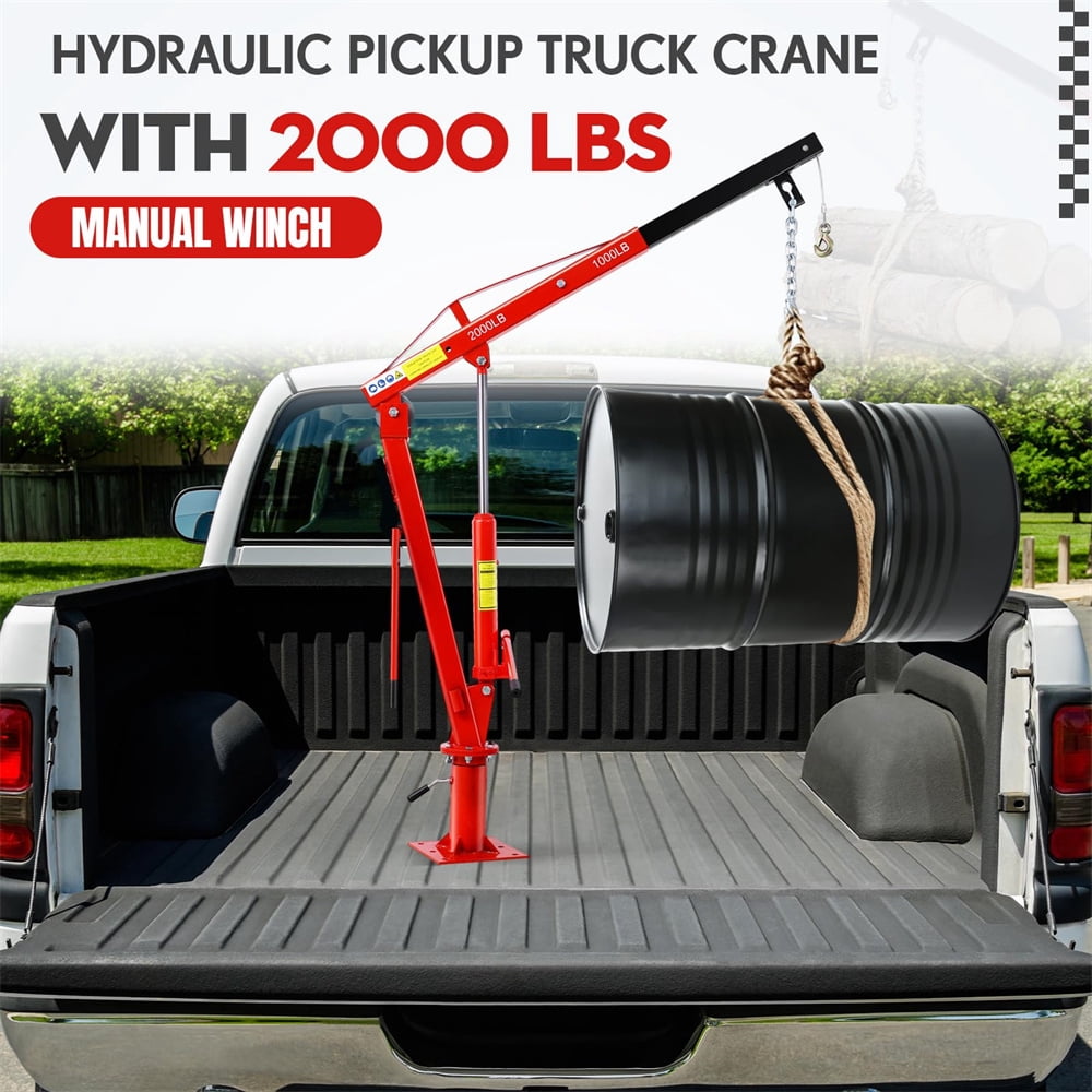 Hydraulic Pickup Truck Crane,Folding Truck-Mounted Bed Crane,360° Swivel Truck Jib Engine Hoist Crane,Truck Bed Lift in Construction, Factory