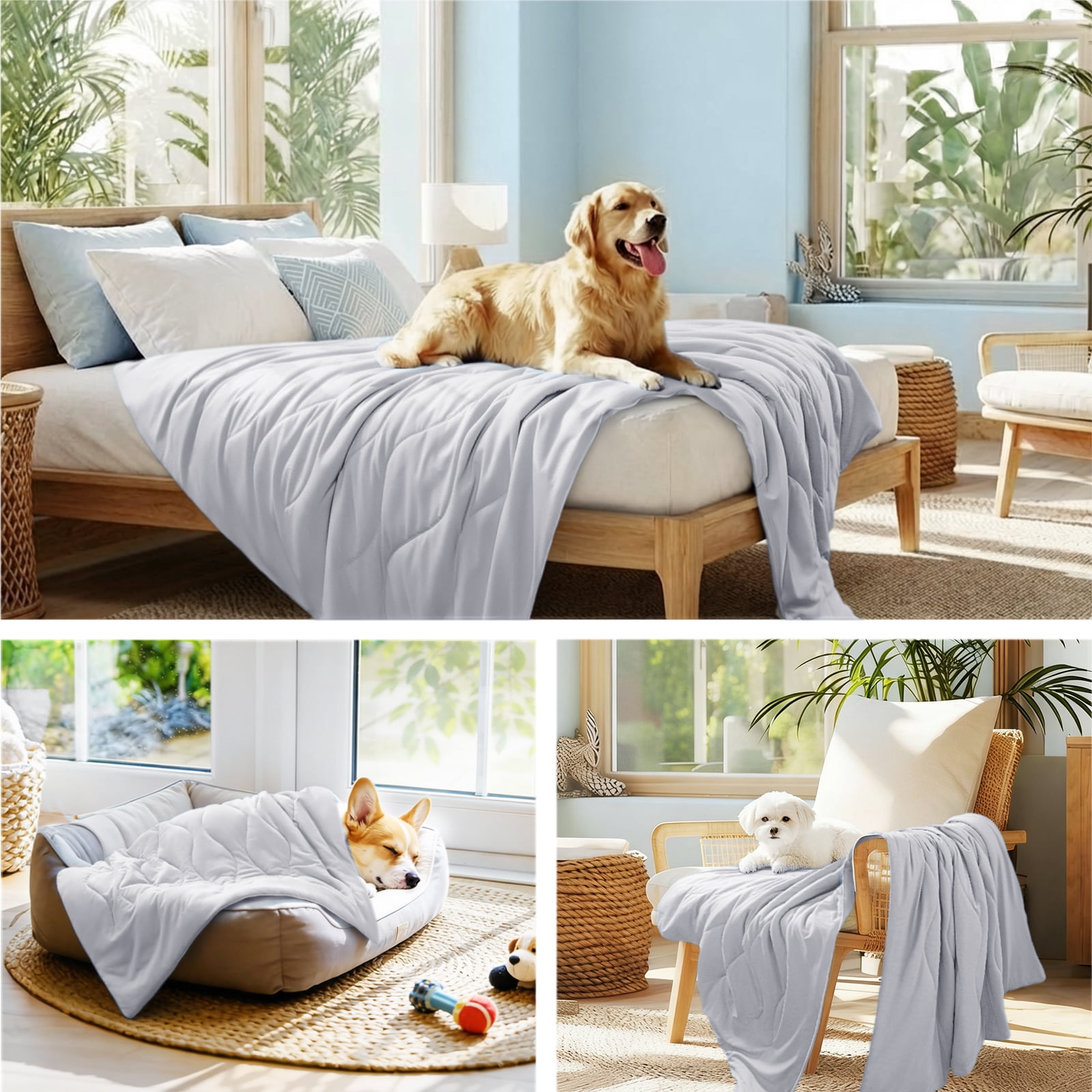 Luciphia Premium Cooling Dog Blanket Washable Q-MAX>0.5 Small Medium Large Pet Mat Puppy Cat Self-Cooling Soft Breathable Calming Throw for Sofa Crate Bed