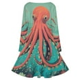 thumbnail image 5 of Red Octopus Long Sleeve Dresses For Women Vintage Elegant Party Dress Oversized V-neck Dress S-8XL, 5 of 7