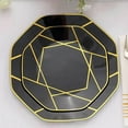 thumbnail image 6 of Efavormart 10 Pack | 8" Black / Gold Geometric Design Plastic Dessert Plates, Disposable Octagon Salad/Appetizer Party Plates, 6 of 11