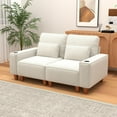 thumbnail image 4 of BSHTI Chenille Deep Seat 2-Seater Sofa with Brushed Stainless Steel Cup Holders and 2 Decorative Pillows – Modern Cozy Loveseat for Living Room, 4 of 11