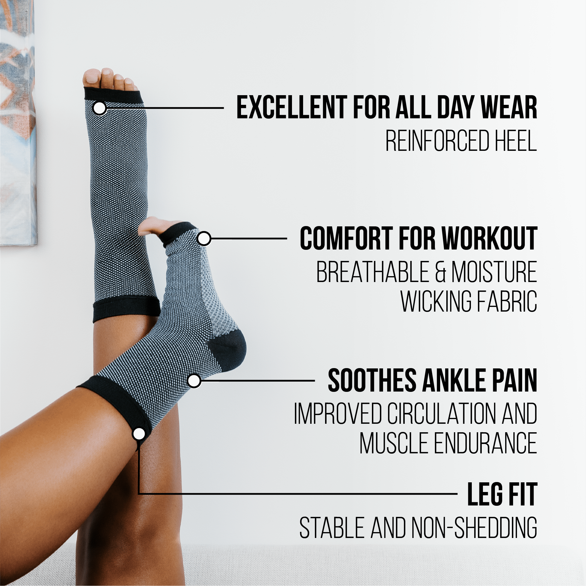 Skineez Hydrating Plantar Fasciitis Compression Sleeve, L/XL, Black