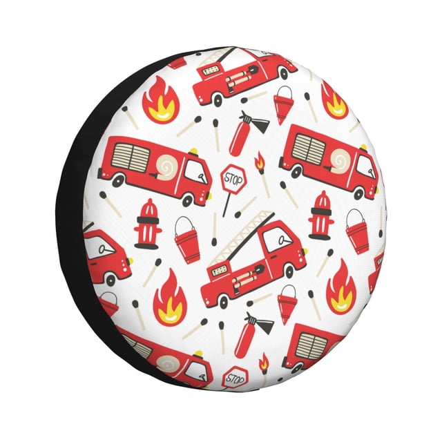 Balery Fire Truck Cubiertas para Neumáticos - Protector Resistente para Neumáticos de Camioneta, SUV, Remolque, Camper y RV-17 inch