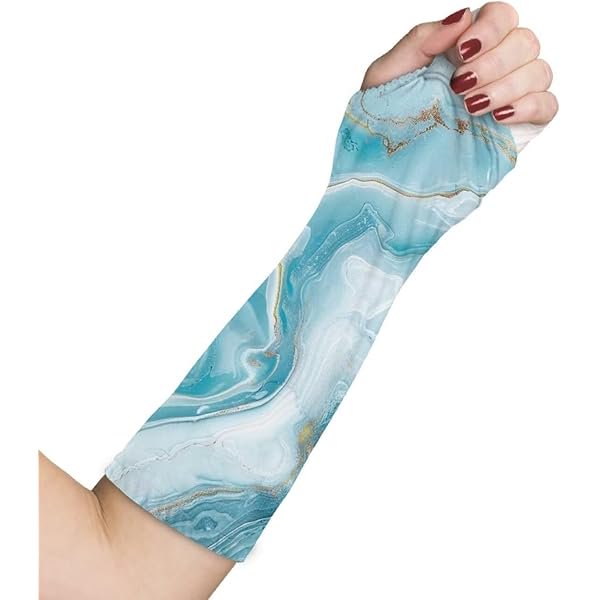 wonima44 Teal Marble Print Arm Cast Cover Kids Soft Elastic Arm Cast Sleeve Sock Novelty Cast Cover Arm Adult Decorative Arm Cast Cover Elbow Protection Cover