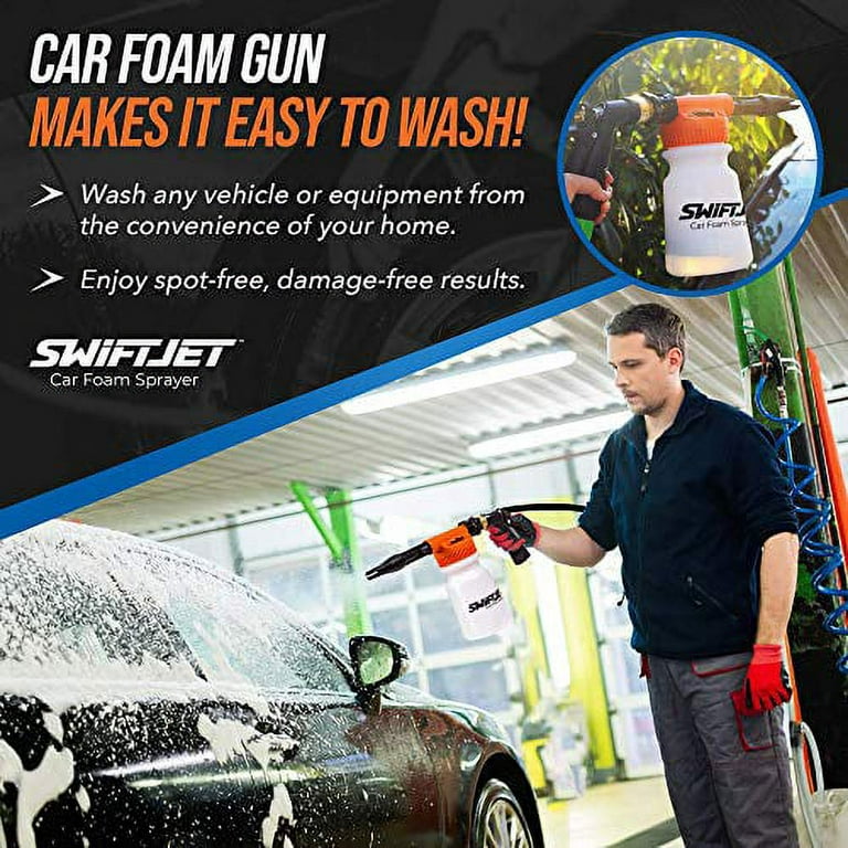 SwiftJet Car Wash Foam Gun Microfiber Wash Mitt - Car Foam Sprayer - Foam  Cannon Garden Hose - Spray Foam Gun Cleaner - Car Wash Kit - Car  Accessories for Men 