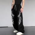 thumbnail image 2 of CONZONE Men's Baggy Sweatpants Gothic Wide Leg Pants for Men Trendy Elastic Waist Graphic Y2K Soft Streetwear Joggers With Pocket, 2 of 6