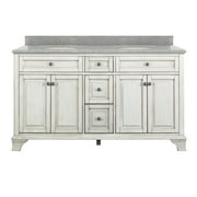 Corsicana 61" Antique White Vanity with Rushmore Grey Granite Top