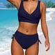 thumbnail image 2 of Gibobby Bañador de Bikini Mujer Nueva Split Wrap Lace Up Hollow Out Bikini Color sólido Sexy Bikini de cintura alta Conjunto de dos piezas(Azul,M), 2 of 5