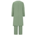 thumbnail image 7 of Autumn Two Piece Sets for Women Plus Size Spring Solid Color Muslim Solid Color Long Sleeve Shirt Coat Wide Leg Trousers Casual Suit, 7 of 7
