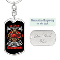 thumbnail image 2 of Retired Firefighter Fire Department Stainless Steel or 18k Gold Premium Swivel Dog Tag Keychain, 2 of 10