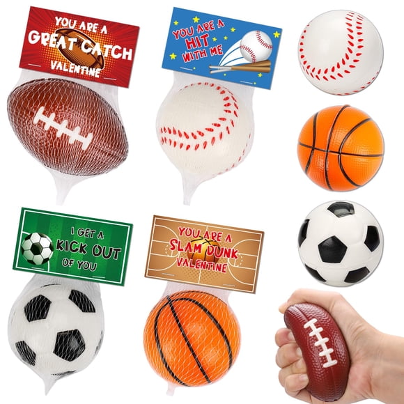 Pelotas antiestrés de espuma Thremhoo, 16 unidades, con tarjetas de regalo para baloncesto