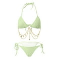 thumbnail image 5 of yueewhu Triangle Bikini Set for Women Rave Outfits Body Chain Halter Top String Strap Bottom Sexy Bathing Swimsuits (Light Green, S), 5 of 8