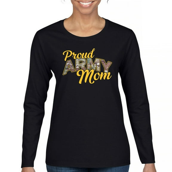Proud Army Mom Women's Long Sleeve T-shirt US Military Family Pride Veteran Patriotic Armed Forces Mother's Day Licensed