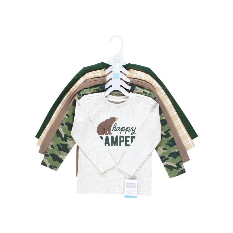 Women's Happy Camper Long Sleeve Tunic - Casual Graphic Pullover Top With Pockets