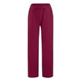 thumbnail image 4 of WULMLEO Linen Pants Women Summer Cotton Linen Pant Stretch Palazzo Pant Flowy Wide Leg Pant Loose Beach Trouser with Pockets Wine 3XL, 4 of 6