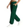 thumbnail image 4 of ZHYou No Boundarie Fleece Sweatpants for Women Casual Soft Stretch High Waist Cuffed Leg Loose Fall Winter Pants with Pockets,Army Green,Size 2XL, 4 of 7