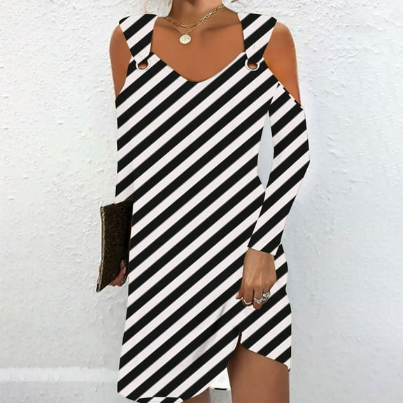 Wancir Women's Summer Maxi Dresses V Neck Cold Shoulder long Sleeve Casual Loose Long Split Dress