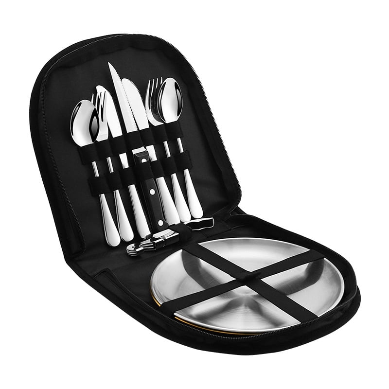 Camping Kitchen Silverware Mess Kit Cutlery Organizer 2 Person