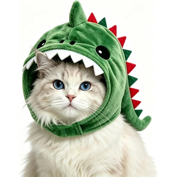 Cat Dinosaur Hat, Cat Headwear Costume for Halloween Party | Fit 3kg to 7.5kg Cat, Funny Pet Cosplay Accessory, Adjustable