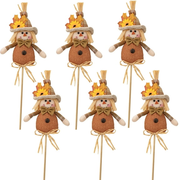 6 PCS Halloween Scarecrow Decoration - 17.4 Inch Fall Harvest Scarecrow Thanksgiving Scarecrow Fall Harvest Standing Scarecrow Decors for Autumn, Halloween, Garden, Yard Decoration