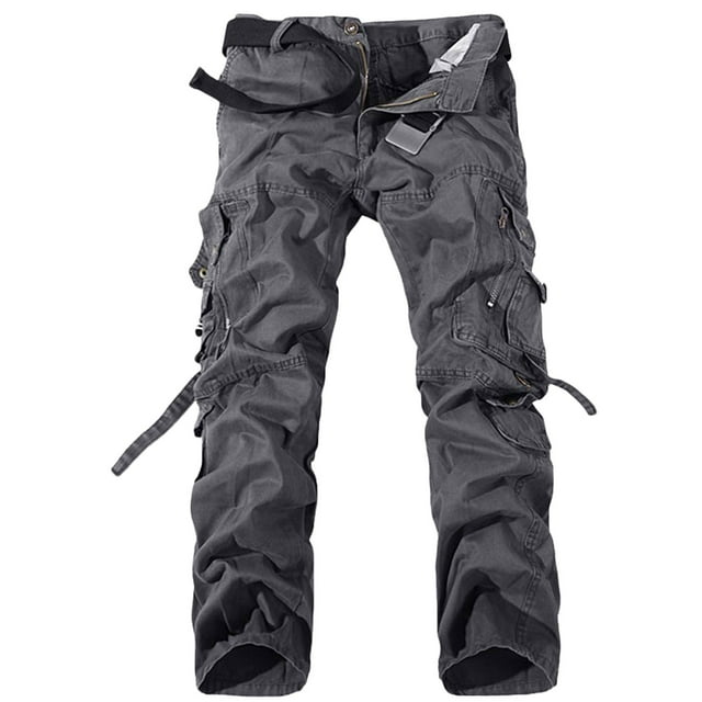 Cameland Men's Overalls Button Zipper Straight Leg Pants Multi-Pocket Pleated Design Overalls Casual Loose Pants