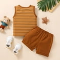 thumbnail image 4 of HUCOAE Ropa Para NiÃ±Os De 7 AÃ±Os Varones Boys 3T Shirts Toddler Baby Boy Summer Outfit Short Sleeve T Shirt Top And Casual Shorts Set Cute Clothes Brown 12-18 Months, 4 of 6