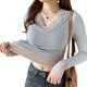 thumbnail image 2 of Qarigey Ropa interior cálida para mujer, ropa de otoño, Tops, camiseta gruesa de lana, lencería de fondo, camiseta interior de manga larga Camisetas sin mangas Rosa grisáceo Qarigey AP013792-05, 2 of 6