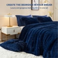 thumbnail image 2 of 3 Piece Shaggy Duvet Cover Set, Luxury Ultra Soft Cozy Long Faux Fur (Twin, Navy), 2 of 5