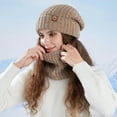 thumbnail image 7 of GaThRRgYP Warm Knit Beanie for Cold Weather,Women's Warm Knitted Earmuffs Wool Hat Hat and Scarf Set Khaki Free Size, 7 of 7
