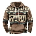 thumbnail image 2 of LEBONYARD Men's & Big Men's Lightweight Pullover Shirt Hoodie,Men's Retro Printed Top Long Sleeved Hooded Top Hooded Sweatshirt Khaki L, 2 of 3