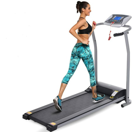 Mini Folding Treadmill with Heart Pulse System/ Low Noise/Adjustable Cushioning/LCD Display Screen Electric Running Training Fitness Treadmill Home Office