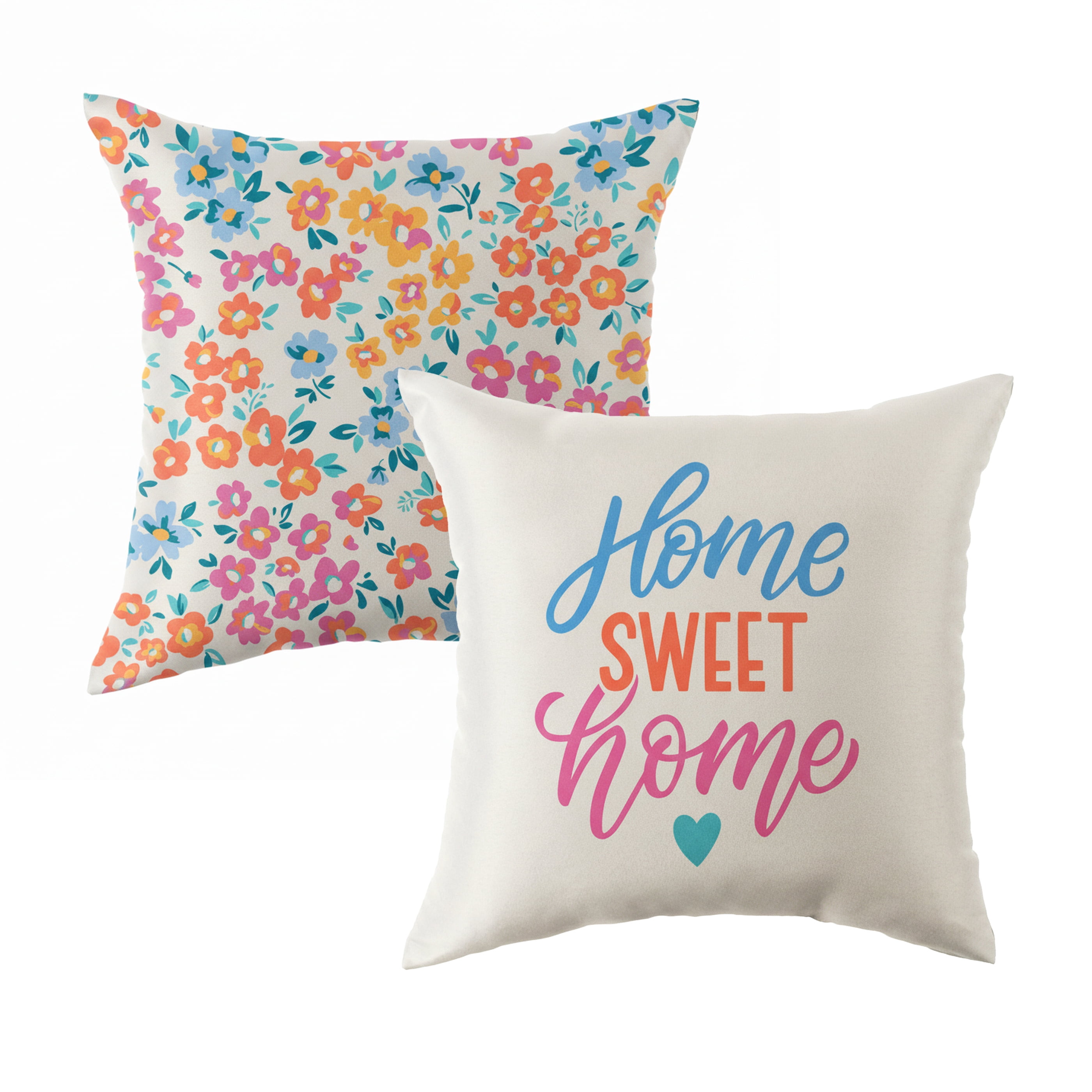 Mainstays 16 in x 16 in Home Sweet Outdoor Pillow, Multi-color