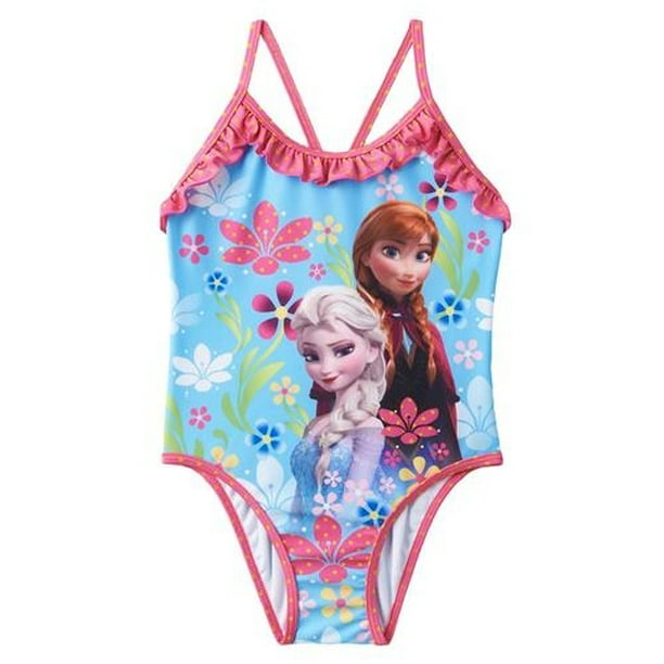 Disney Frozen - Disney Toddler Girl Frozen Elsa & Anna Floral One Piece ...