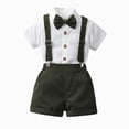 thumbnail image 2 of peqiut Baby Suits For Boys Toddler Boy Clothes Suit Piece Formal Dress Shirt With Bowtie Overall Short Pants Boys Gentleman Wedding Outfits Set, 2 of 7