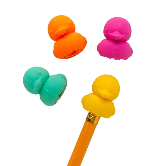 Fun Express Lucky Duck Pencil Top Erasers, Assorted Colors, 12 Count