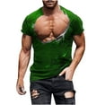 thumbnail image 5 of ZCFZJW 3D Novelty Tops for Men Big and Tall Regular Fit Casual Summer Short Sleeve Fake Muscle Pattern Graphic Tees Shirt Trendy Holiday Vacation T-Shirts Green XL, 5 of 6