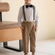 thumbnail image 3 of Odeerbi Niños 3 Pcs Caballero Traje Formal Vestido Camisa + Pantalones de Traje de Suspensión + Corbata de Palo Trajes de Boda Conjunto, 3 of 4