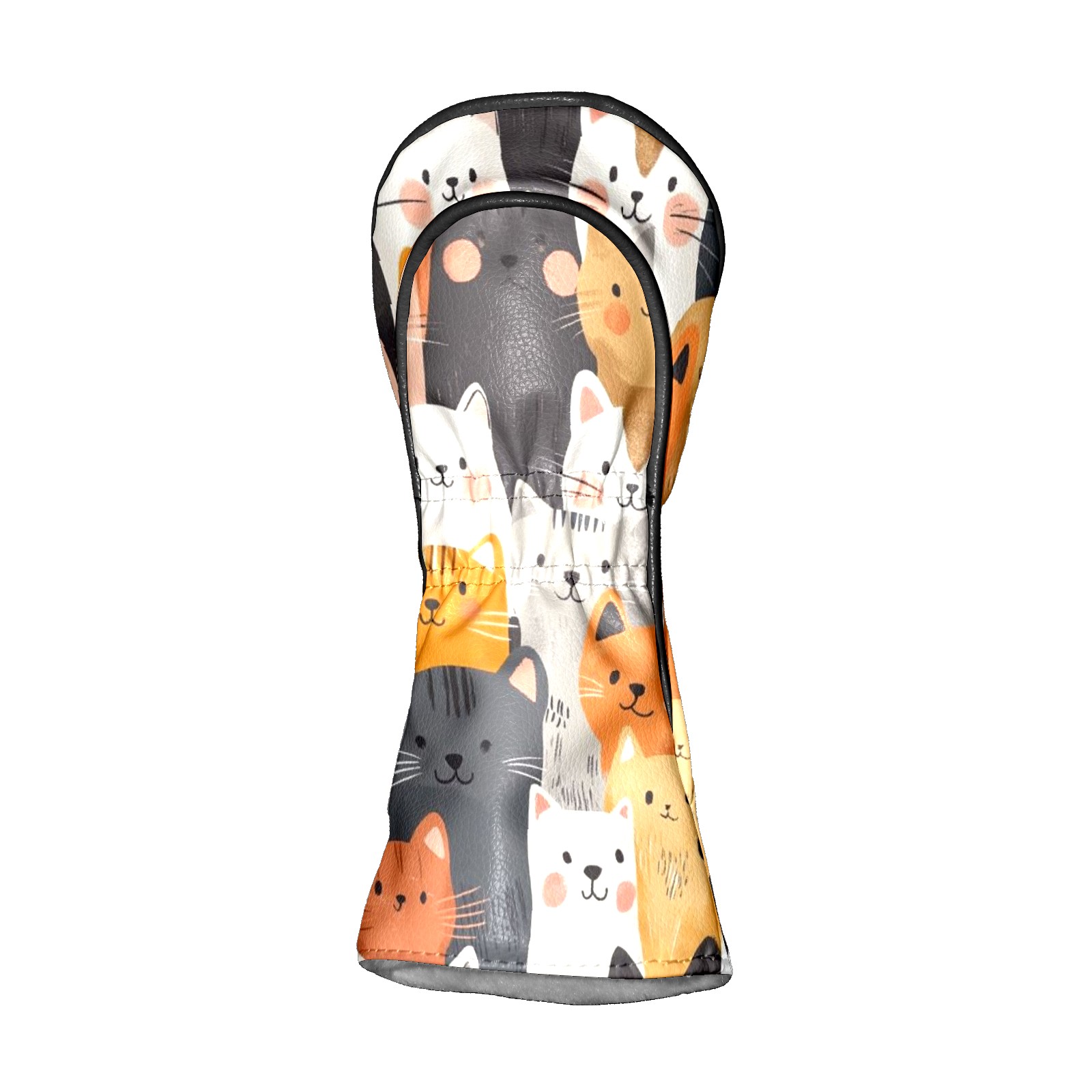 Golf Club Head Covers - Multi-Colored Cat Design, PU Leather, Waterproof, Fits Fairway Woods/Hybrid, Unisex, Fits Most Brands