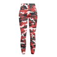thumbnail image 5 of COEQINE Women Elastic Yoga Pants No See Through Tummy Control High Waisted Athletic Leggings Red Gray Camouflage 4-Way Stretch Hip Lift Buttery Soft Tights with Pockets, L, 5 of 7