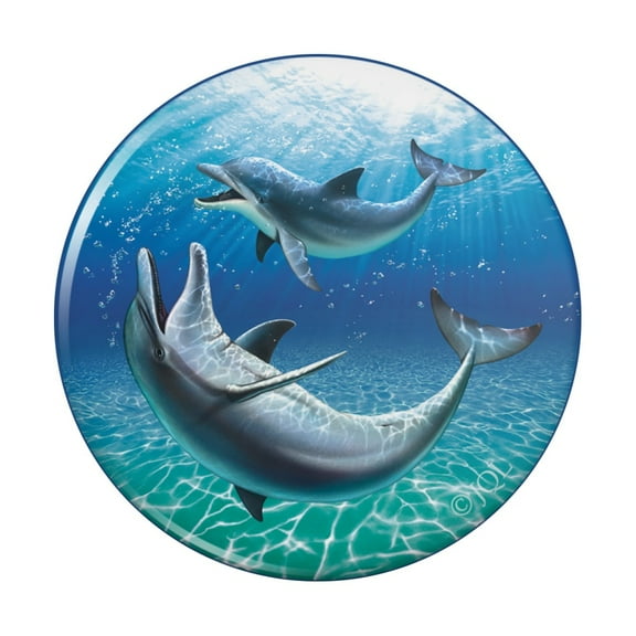 Dolphin and Baby Having Fun Ocean Kitchen Refrigerator Locker Button Magnet