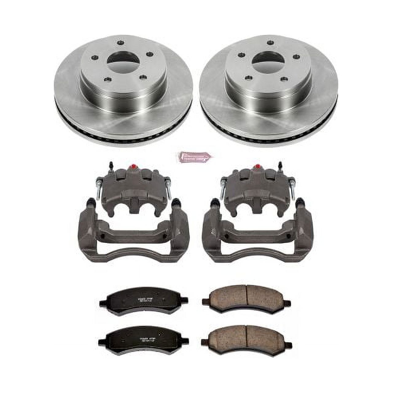 PowerStop Front Stock Replacement Brake Pad and Rotor Kit with Calipers Fits: DODGE Select Models KCOE2163