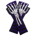 thumbnail image 2 of Gravity Threads Long 11" Knit Warm Skeleton Fingerless Gloves - Purple, 2 of 2