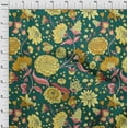 thumbnail image 4 of oneOone Polyester Spandex Teal Green Fabric Asian Chinese Flower Craft Projects Decor Fabric Printed By The Yard 56 Inch Wide, 4 of 5
