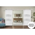 thumbnail image 3 of Sturdy Double Barn Door with 2 lites | Lucia 4010 | 13FT Rail Hangers Heavy Set | Solid Panel Interior Doors-56" x 80" (2* 28x80)-Silver Rail, 3 of 6
