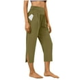 thumbnail image 7 of Gamivast Capri Pants for Women Baggy High Elastic Waist Yoga Pants with Pockets Stretchy Soft Side Slip Comfy Workout Trousers Trendy Casual Wear, 7 of 7