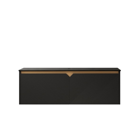 Bathroom Vanity 48" Black Plywood Cabinet with Sintered Stone Countertop - No Basin